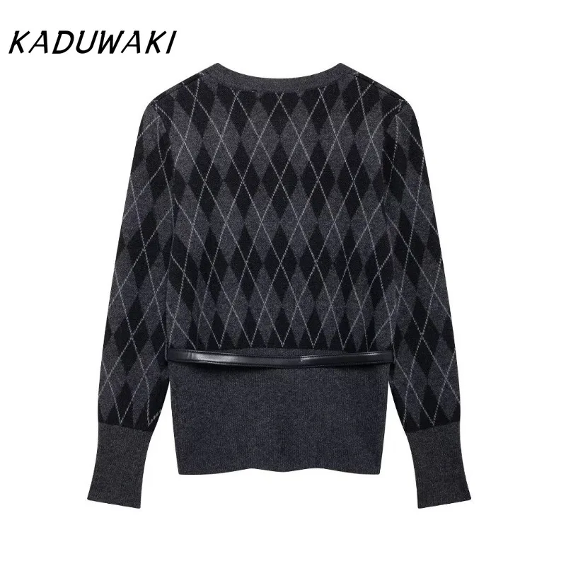 KADUWAK женский модный классический кардиган с круглым вырезом в виде птичьей