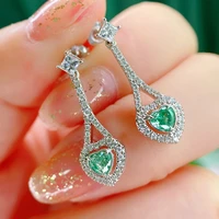 origin s925 sterling silver emerald jewelry gemstone ring women aros mujer oreja geometric emerald orecchini females bizuteria