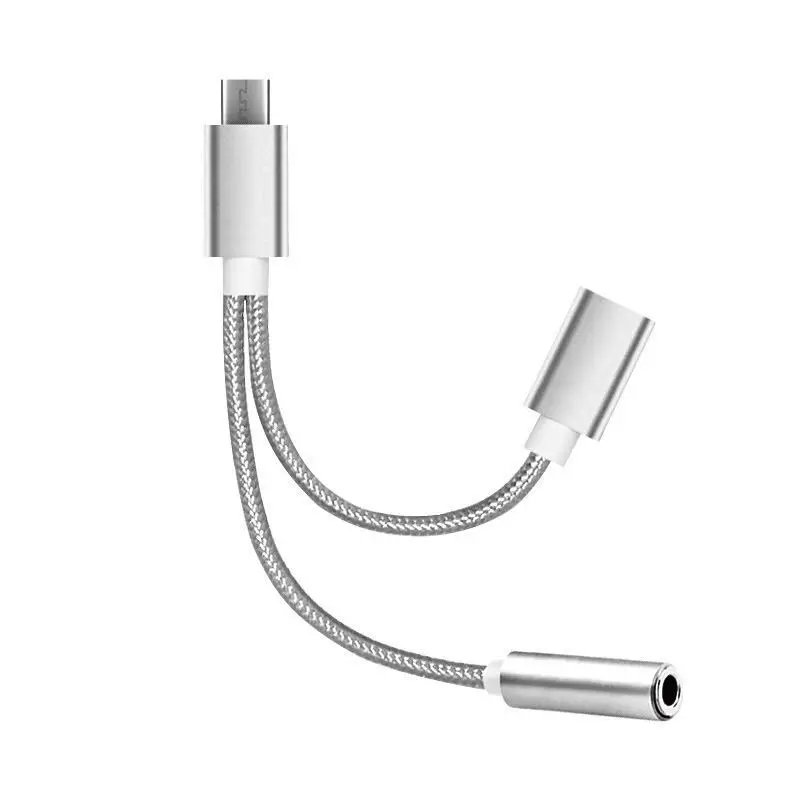

2 In1 USB-C TypeC To 3.5mm Aux Audio Charging Cable Adapter Y Headphone Splitter for Xiaomi for Huawei Samsung Type-C Convertor