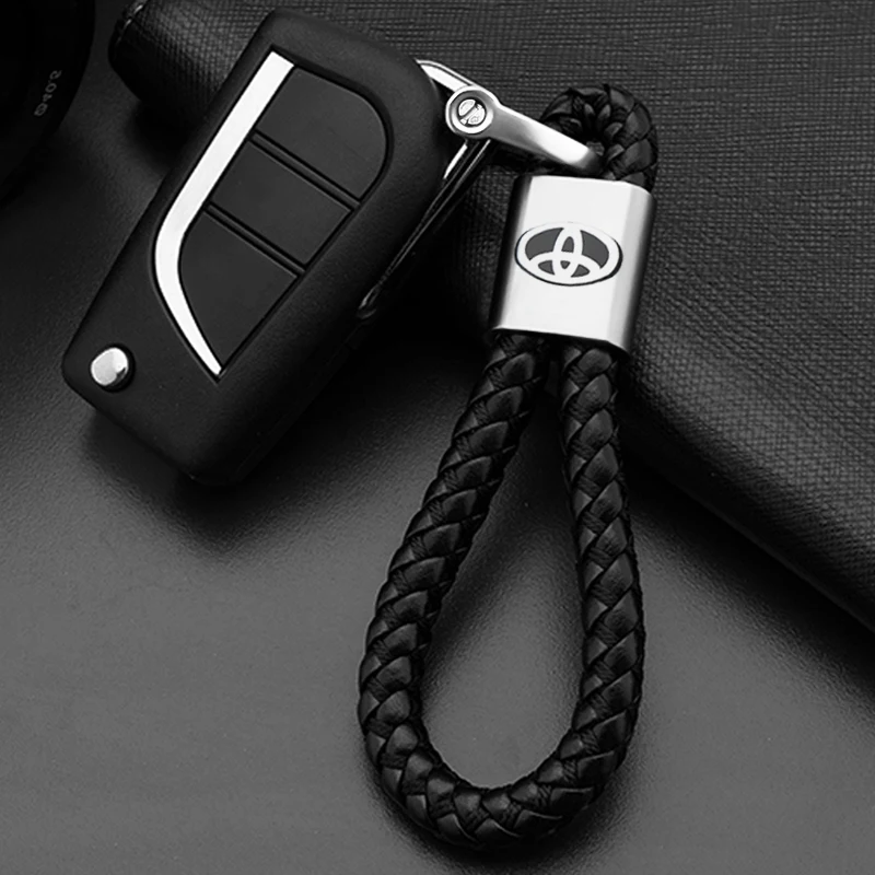 

Leather Knitting Rope KeyChain High-Grade Hand Woven Car For Women Man Fashion Accessory Keyrings Gifts For Toyota Camry Coroll