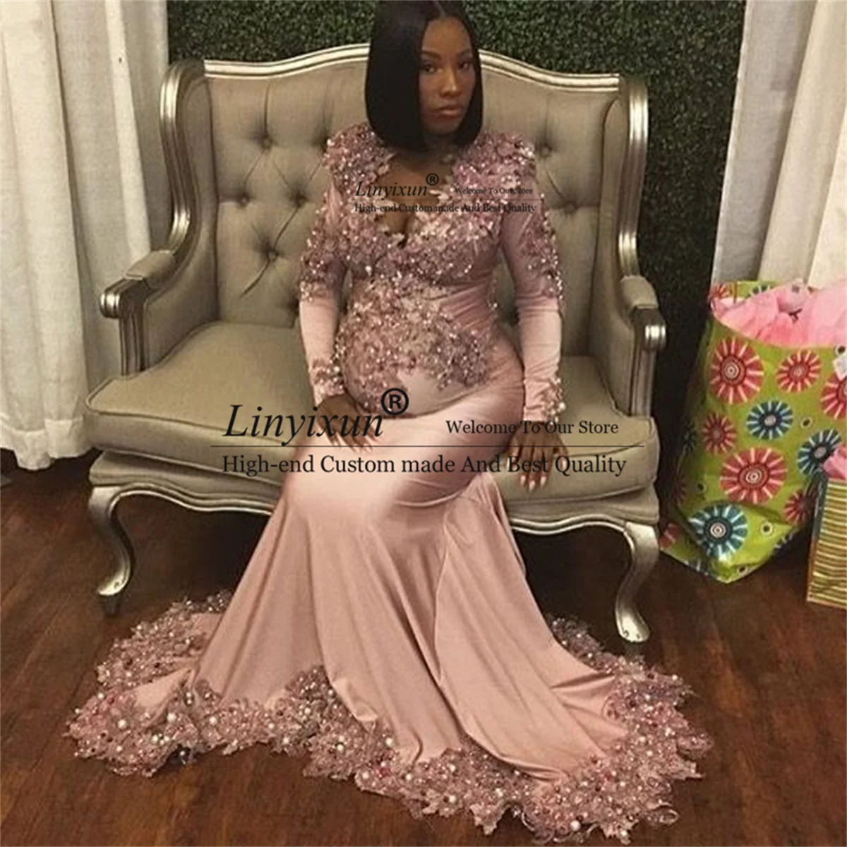 Роскошные красные блестящие вечерние платья с аппликацией в виде юбки-годе