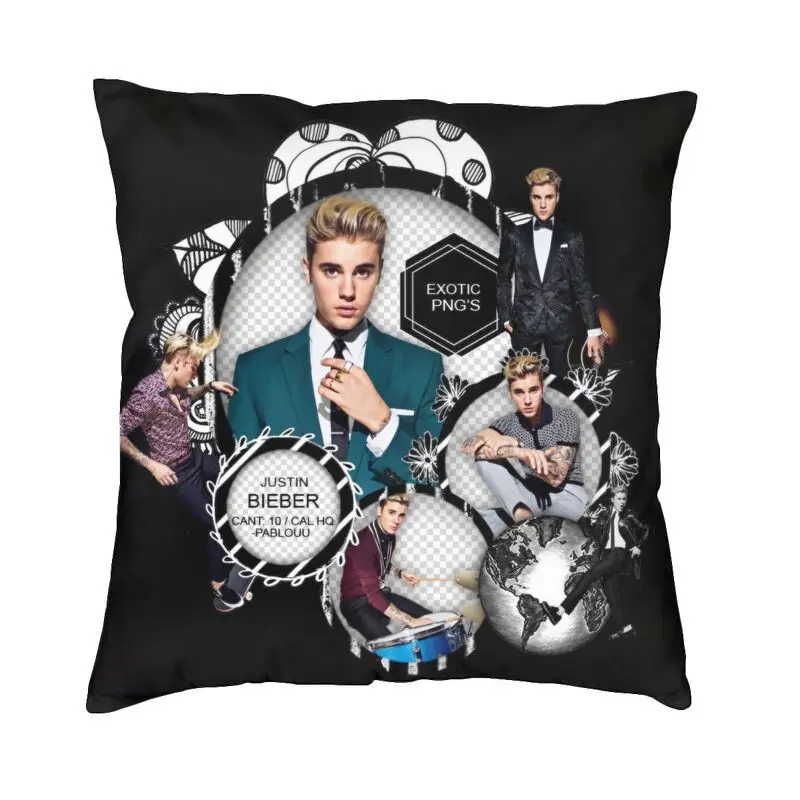 

Luxury Canadian Singer Justin Bieber Sofa Cushion Cover Velvet Songwriter Throw Pillow Case Bedroom Decoration Pillowcase