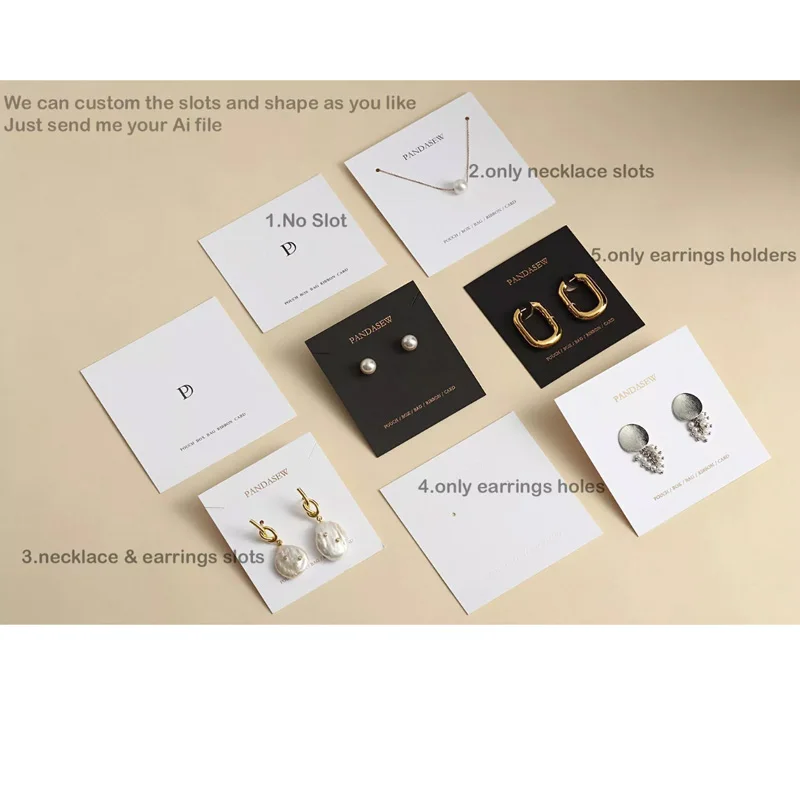Custom Logo Necklace Paper Card 6x6cm 8x8cm pack of 100 Earring Stud Jewelry Packaging Display Holder