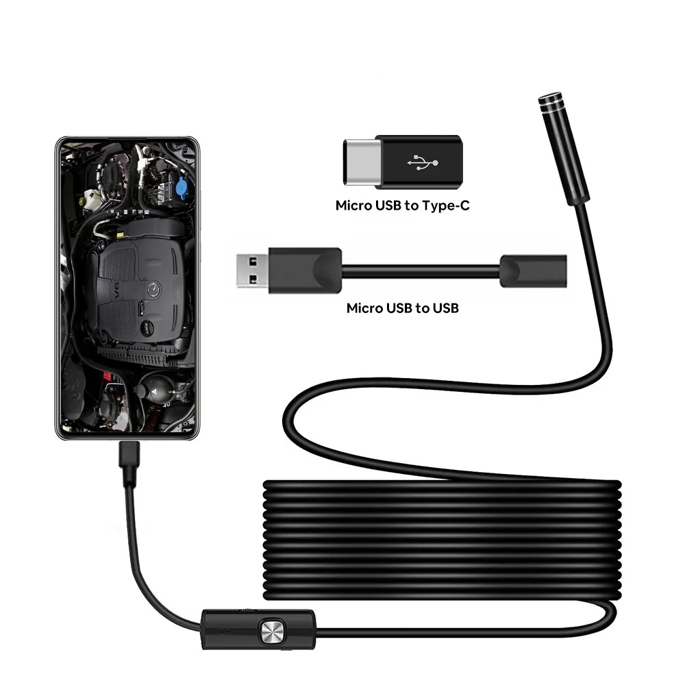 

2022 2022 NEW Endoscope Camera 7MM/5.5MM 3 in 1 USB IP67 Waterproof 6 LEDs Borescope Inspection For Windows Macbook PC Android