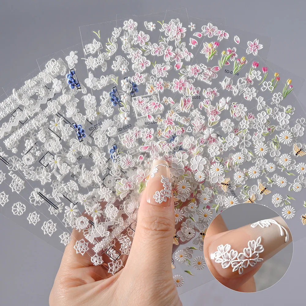 

5D Nail Decal StickersChrysanthemum camellia Nail stickers Ballet streamerNail Decoration For Nail Tips Beauty