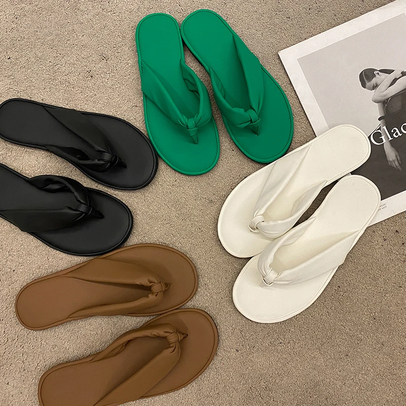 

Туфли женские однотонные, стринги, летняя подошва, Повседневная Уличная обувь на плоской подошве