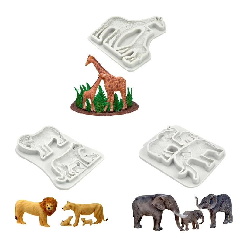 

Creative Giraffe Lion Elephant Fondant Cake Silicone Mold Pastry Chocolate Mould Candy Ice Cube Mold DIY Baking Tool