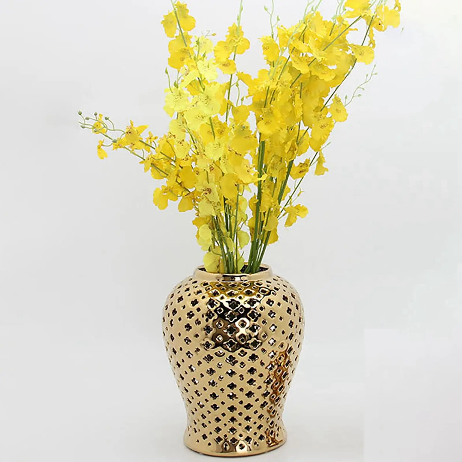 

Ginger Jar Pierced Modern Oriental Gold Collectable for Parties Storage Home Decor Wedding