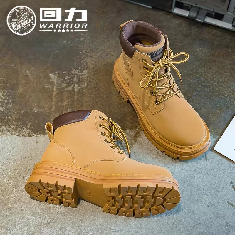 Warrior Women's Boots Trend 2023 Classic American Vintage High-tops Shoes For Women Martin Boots Pu Rubber Work Sneakers