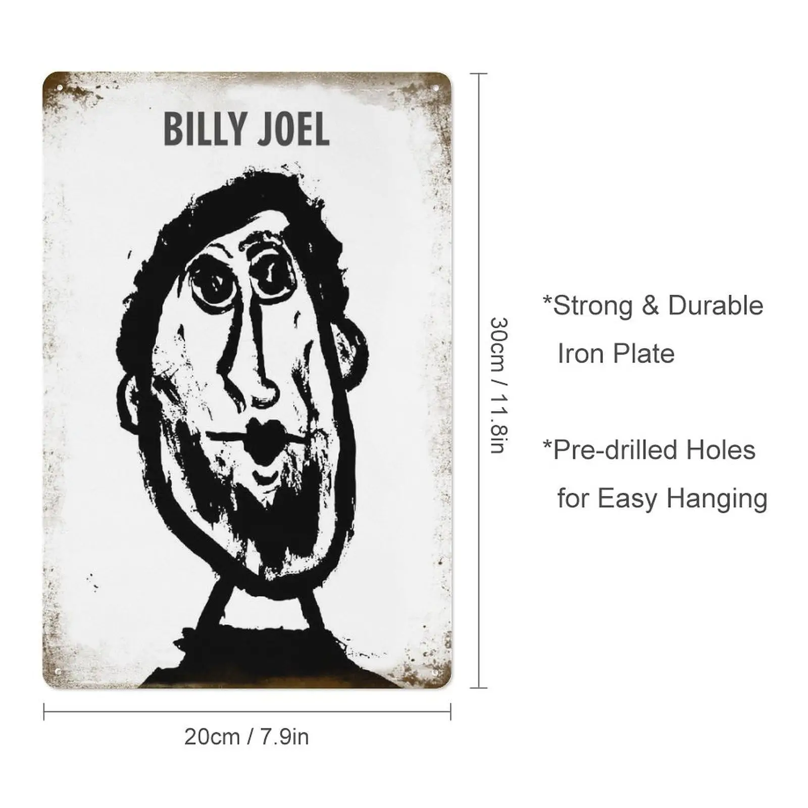 Металлический оловянный плакат Билли джэль 8 × 12 дюймов картина знак забавная