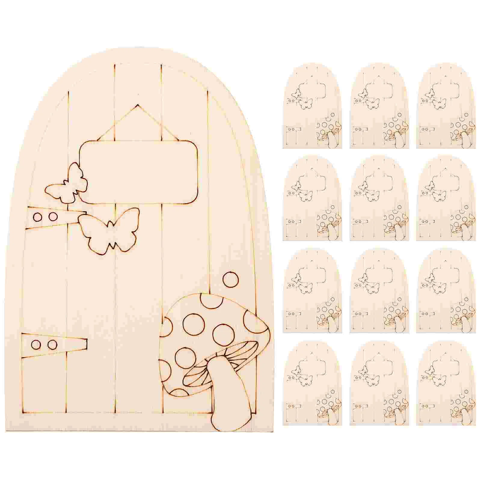 

20pcs Wooden House Delicate Fairy Door Decor Creative Fairy Door Ornament Garden Supply