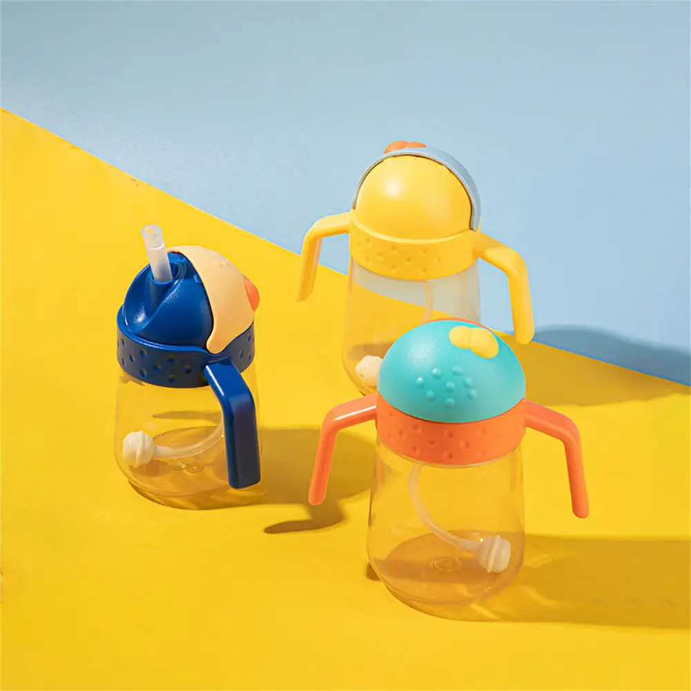 

High Quality Straw Drinking Mug For Children Kids Sliding Lid Water Sippy Learning Cup Creative Anti-Choking Portable BPA Free