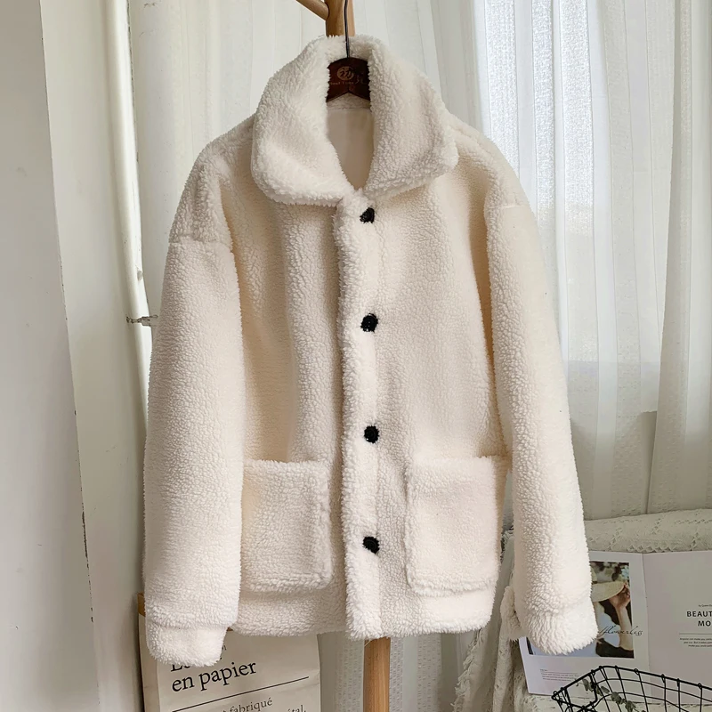 2023 Winter Thicken Warm Teddy Fur Jacket Coat Women Casual Fashion Lamb Faux Fur Overcoat Fluffy Cozy Loose Outerwear Female