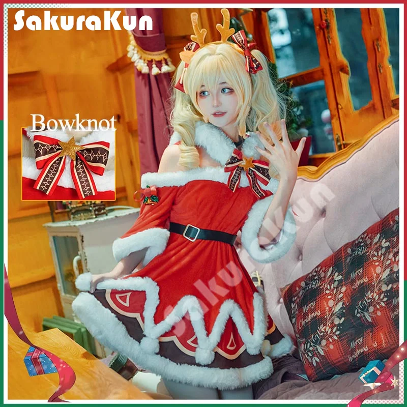 

Genshin Impact Barbara Christmas Cosplay Costume Red New Year Present Game Genshin Impact Barbara Cosplay Wig/Suit