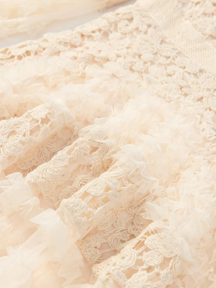 QMQA модные женские дизайнерские платья с открытыми оборками элегантное сетчатое