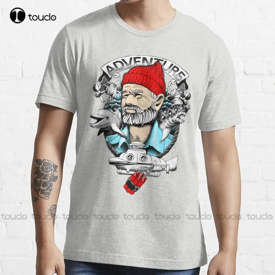 

Adventure With Dynamite Wes Anderson Bill Murray Team Zissou Life Aquatic T-Shirt Pink Shirt O-Neck Streetwear Oversized Xs-5Xl