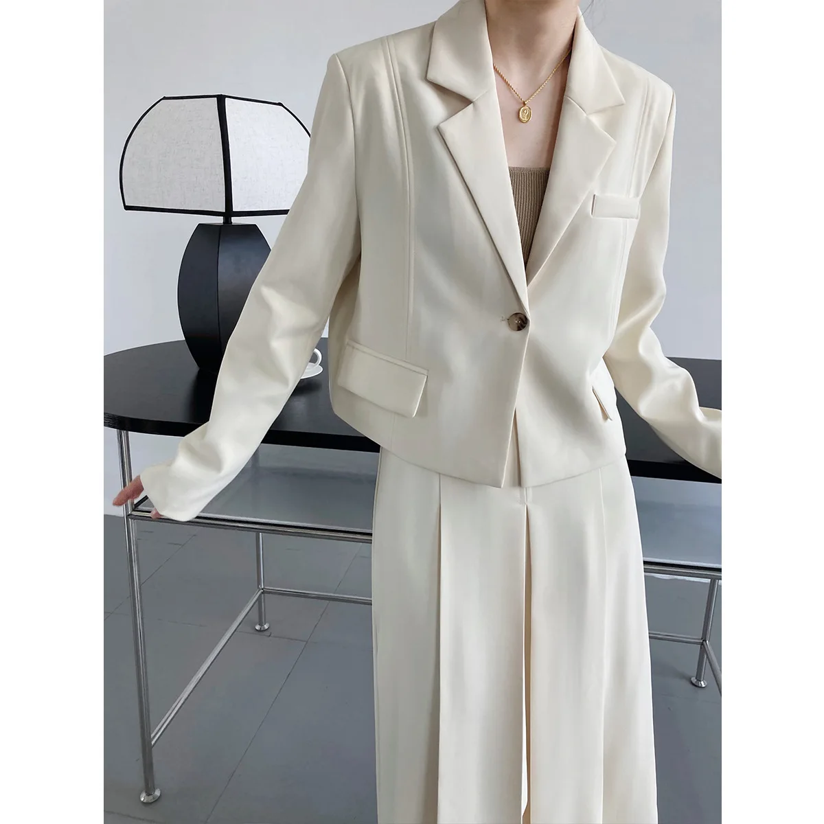 Autumn women's fashion suit jacket in long overskirt two-piece small suit women