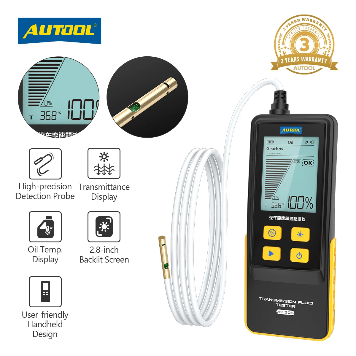 

AUTOOL AS505 автомобильный тестер трансмиссионной жидкости, анализатор качества масла, диагностические инструменты для автомобилей