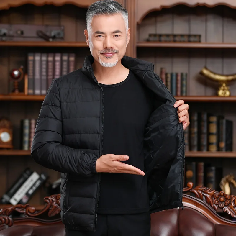 New Casual Men's Lightweight Padded Clothes middle-aged and elderly short plus size padded jacket Men's winter jackets parkas
