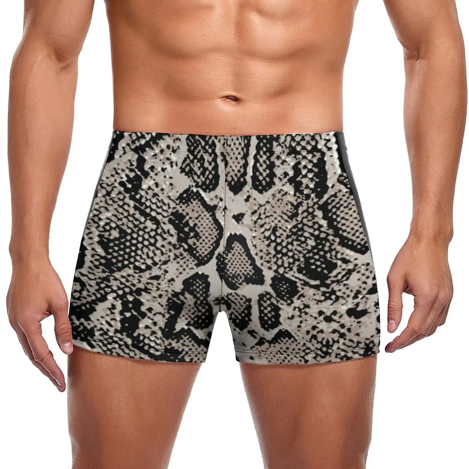 

Python Snakeskin Swimming Trunks Snake Scale Texture Print Pool Plus Size Swim Shorts Trending Elastic Male Briefs