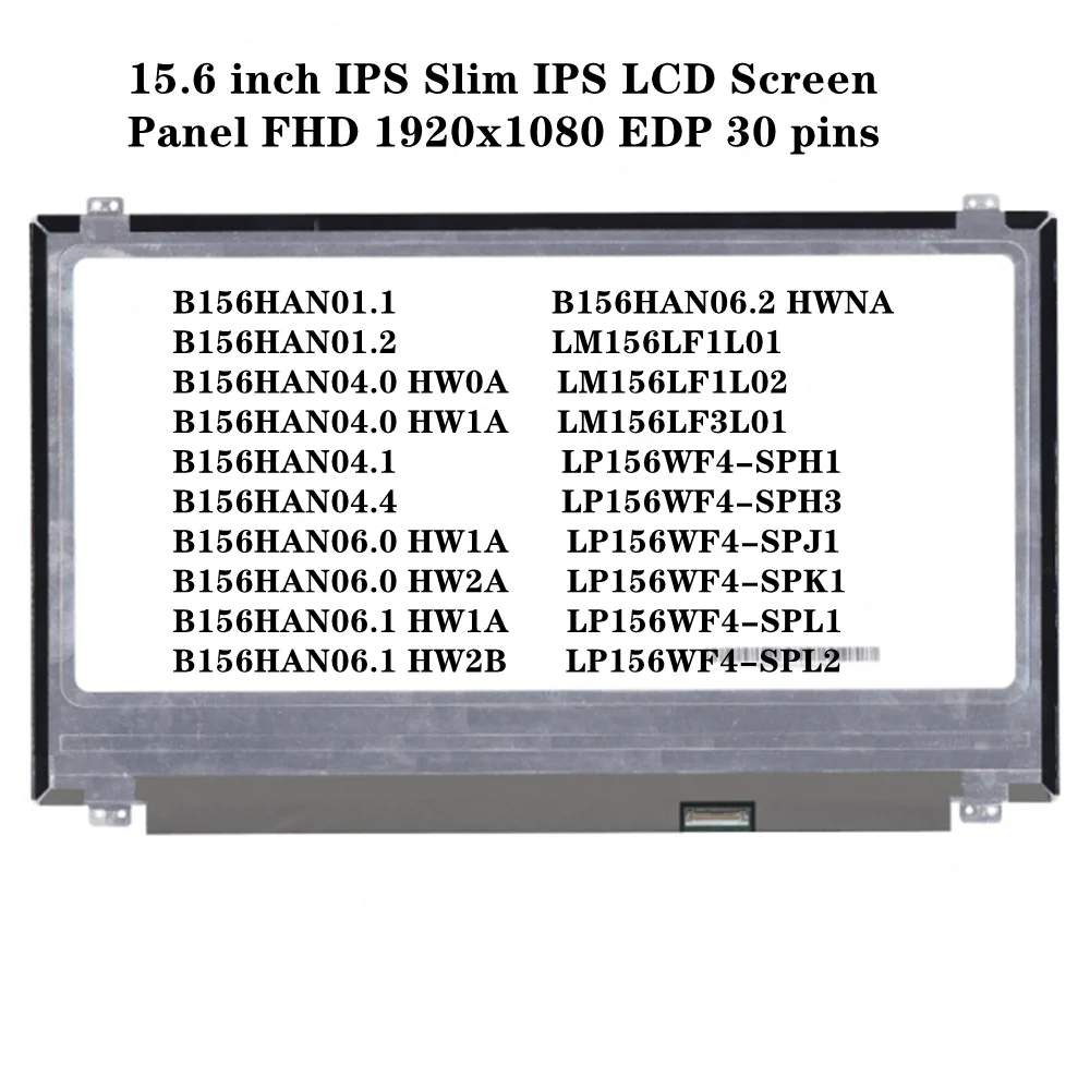 Polegada Magro Ips Painel de Tela Lcd Fhd 1920×1080 Edp 30 Pinos 300 cd m² 72% Ntsc B156han01.1 B156han01.2 B156han04.0 Hw0a 15.6