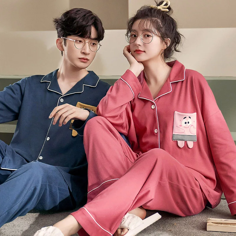 Lovers pajamas long-sleeved clothes that occupy the home and women in  spring and autumn yards men leisurewear qiu dong outfit