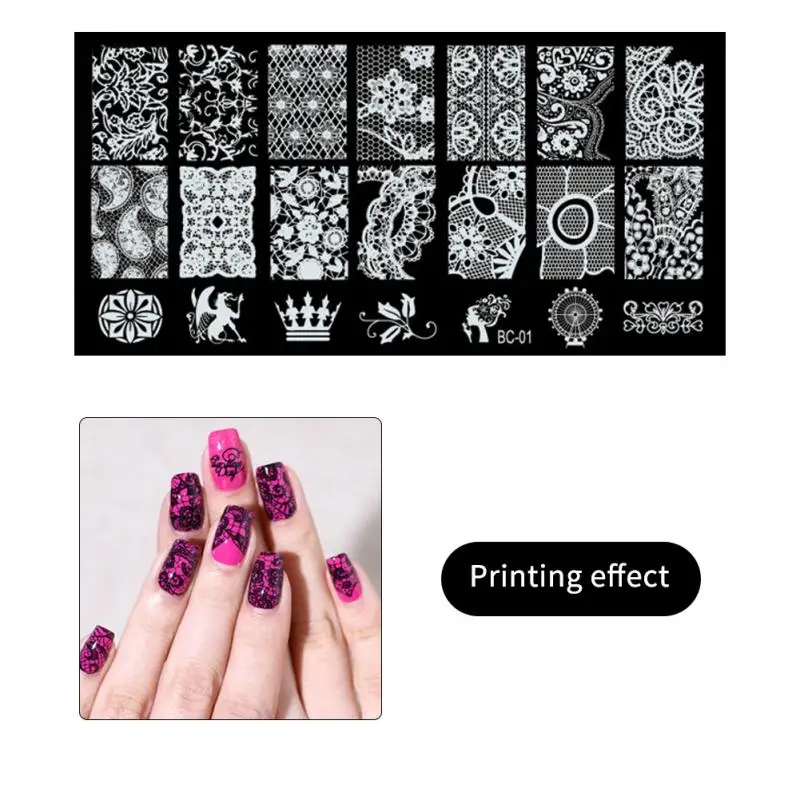 

1 компл. Пластины для штампов для дизайна ногтей кружевные цветочные листья со штампом скребок DIY силиконовый лак для ногтей печать искусственные инструменты