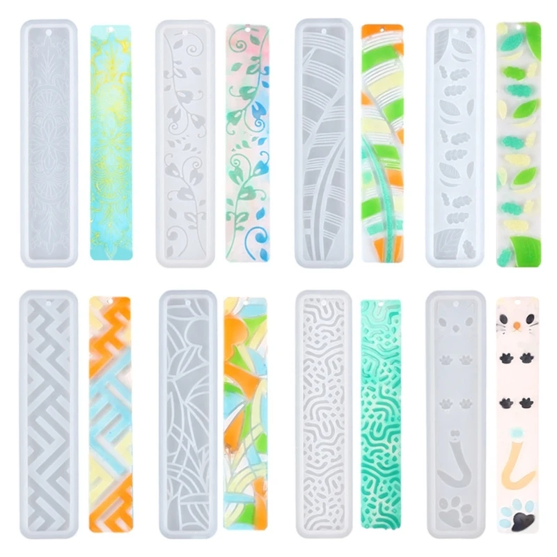 

Multiple Styles Bookmarks Mold Flowers Pattern Rectangular Silicone Mold for Epoxy Resin Jewelry Making DIY Crafts