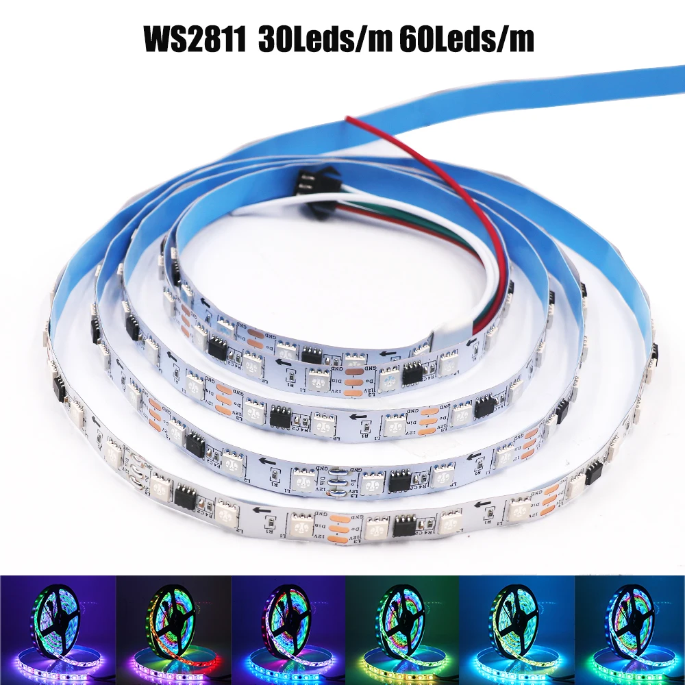 DC12V WS2811 SMD5050 светодиодный полосы IndividuaIIy AddressabIe пикселей 30 60 Светодиодный IC WS2811 SK6812 4in1 гибкий светодиодный лента Водонепроницаемый лента