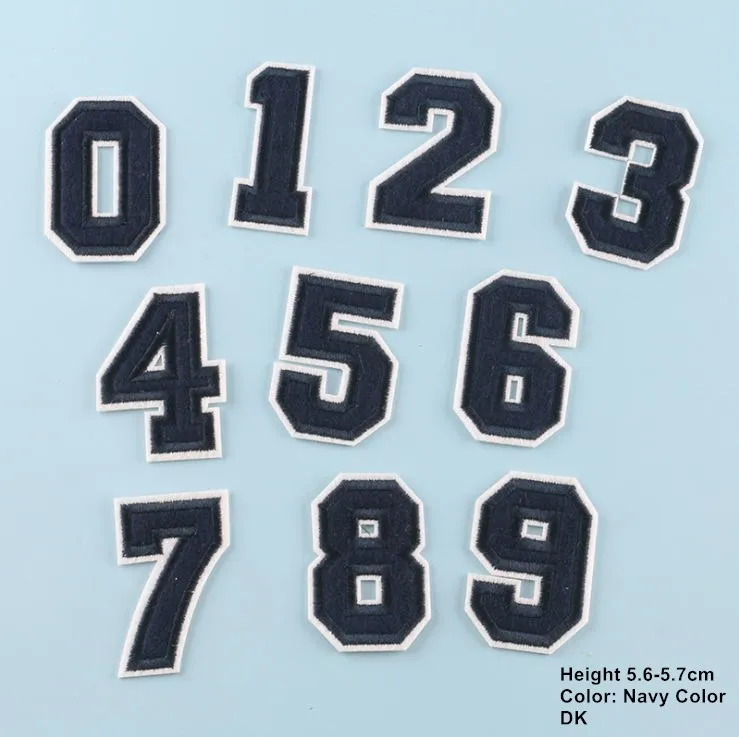 Новое поступление 10 шт. темно-синие арабские нашивки с вышивкой номер 0-9 железная