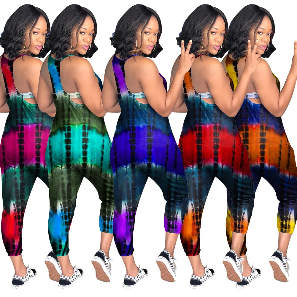 Ladies Jumpsuit Summer Women's Sexy Streetwear Sling Strap Off Shoulder Cutout Print Tight Jumpsuit Women's Nightclub