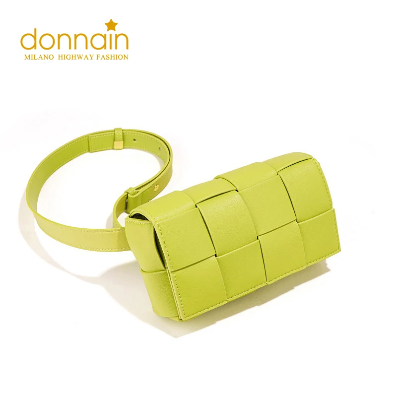 

Donna-in 2022 New Spring Trendy Avocado Green Weave Real Leather Box Bag For Women High Quality Handmade Cassette OOTD Style