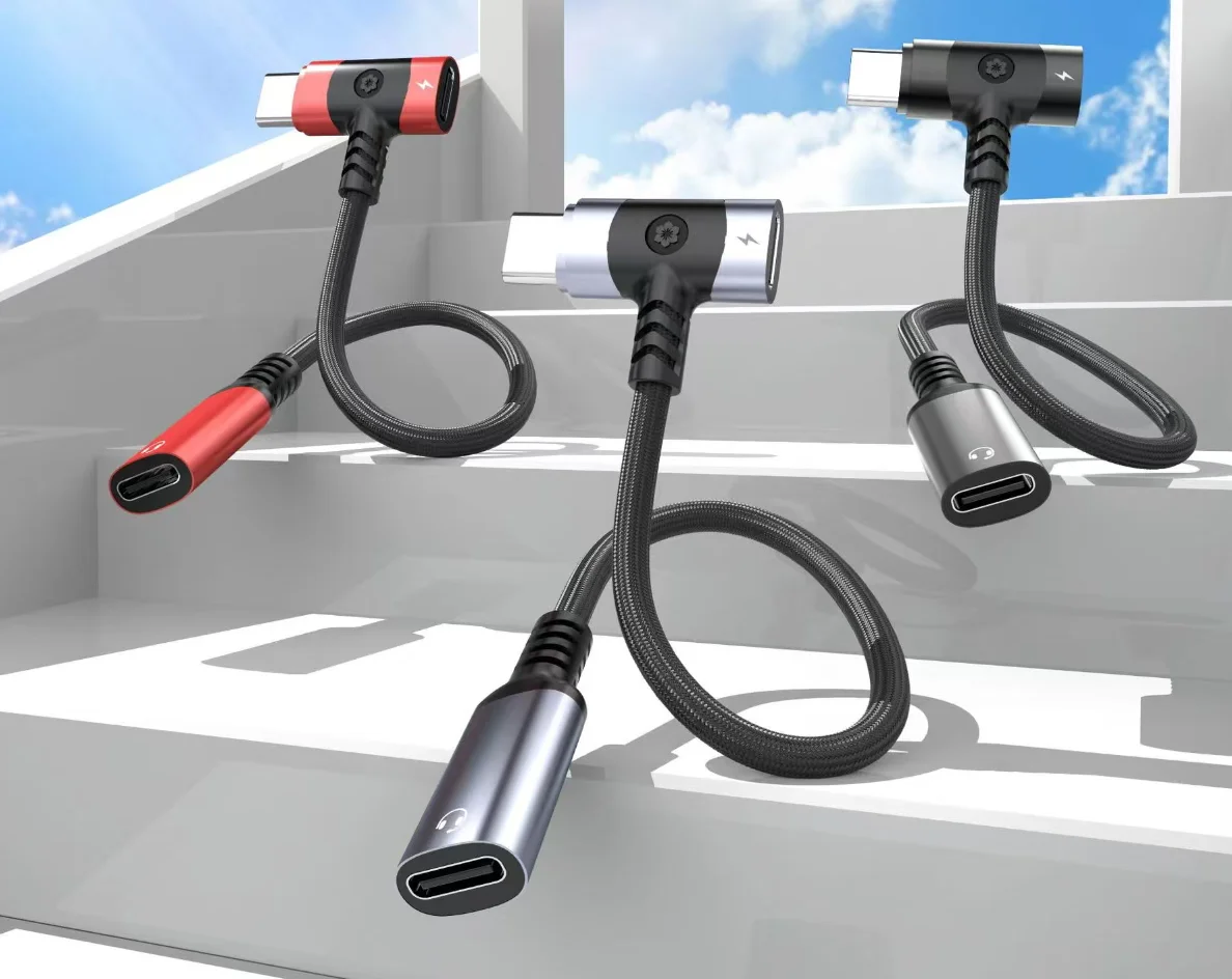 Фото Многофункциональный USB-C аудио-разветвитель 2-в-1: двойной конвертер Type-C для iPhone, планшетов, игр, голосового чата, быстрой зарядки и длительного воспроизведения звука №3