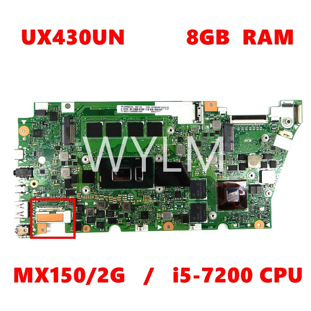 

UX430UN i5-7200CPU 8GB RAM MX150/2G GPU Материнская плата Asus UX430U UX430UN U4100U U4100 протестированная материнская плата для ноутбука 100%