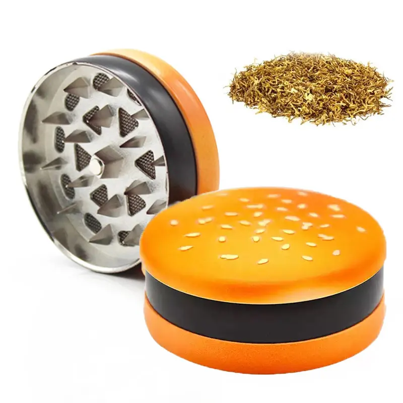 

3 Layers Tobacco Herb Grinder Creative Burger Shape Zinc Alloy Smoke Grinder Crushed Spices Smoke Crusher Smoke Accessories