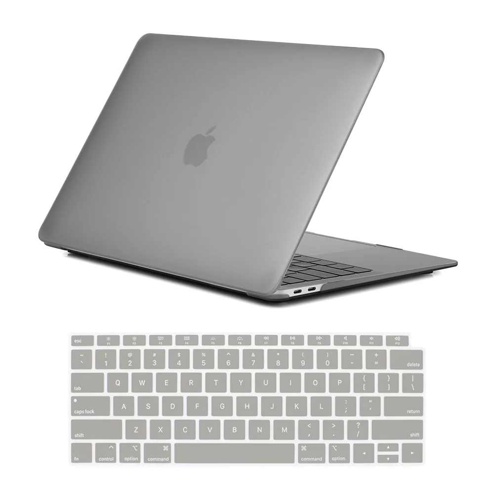 Case For Apple Macbook Air 1113/Pro 13 15 Rubberized Matte Gray Hard Laptop Shell Cover + US Layout keyboard Skin film