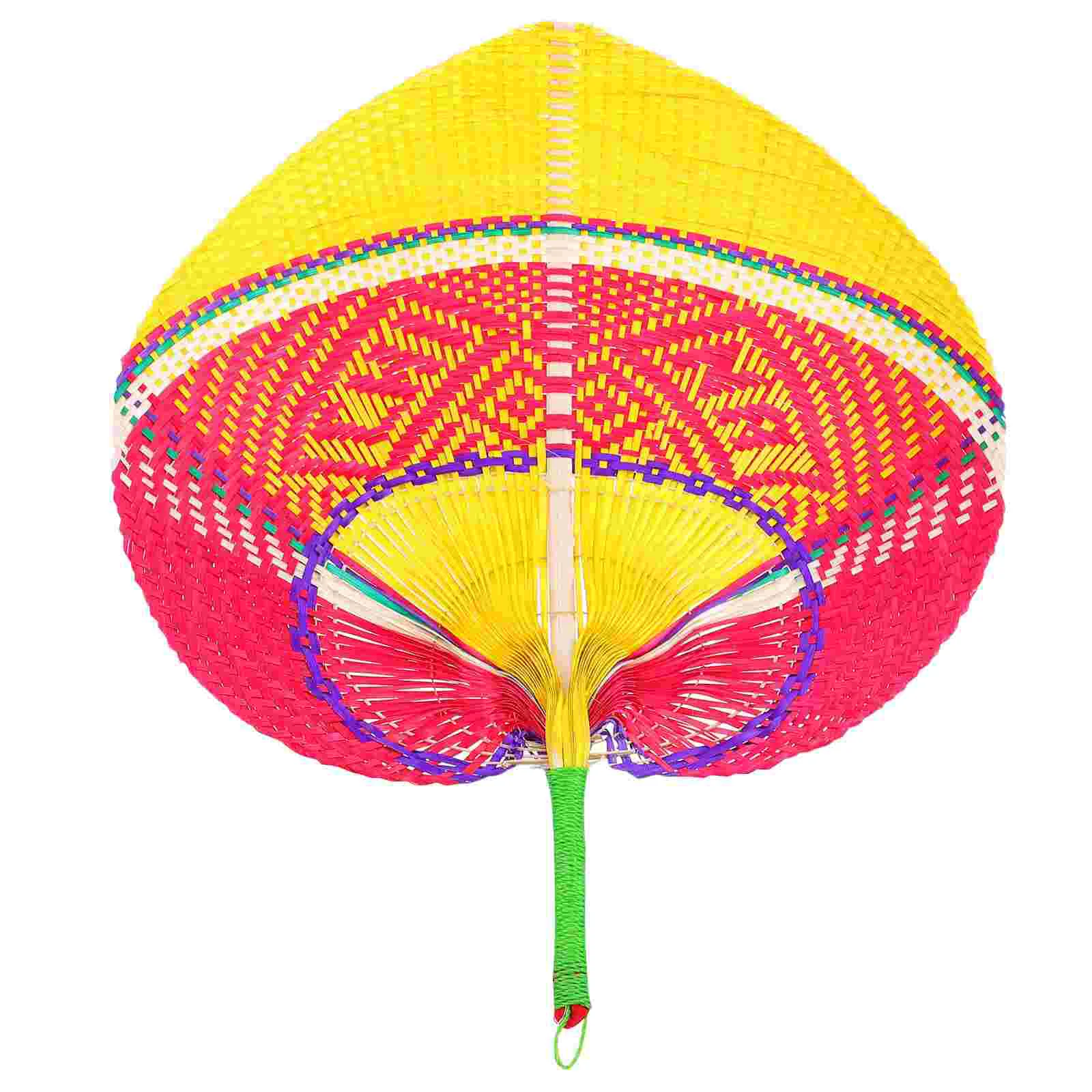 

Fan Hand Weaving Bamboo Decoration Palm Rattan Made Chinese Handmade Photo Prop Woven Fans Handle Handheld Straw Colorful Held