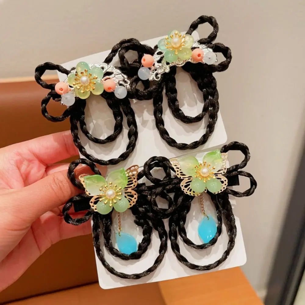 Милый красный детский парик заколка для волос кисточки цветок палочки ханьфу