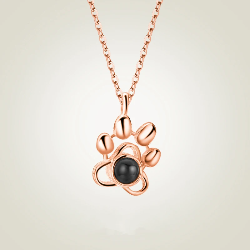 

Projection Necklace 100 Languages I Love You Cartoon Dog Paw Pendant 2022 New Couple Clavicle Chain Jewelry Wholesale