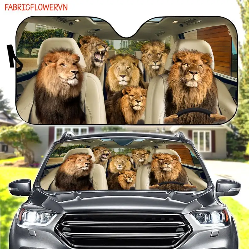 

Lion Car Sunshade, Lion Car Decoration, Lion Windshield, Animal Lovers Gift, Animal Car Sunshade, Gift For Mom, Gift For Dad