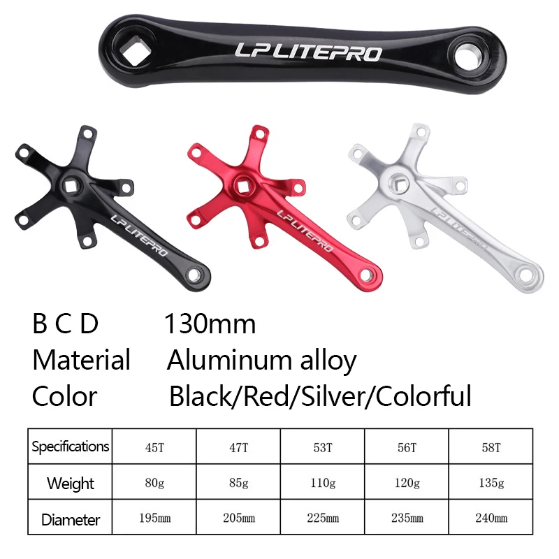 Litepro 130 BCD Chainring квадратные шатуны Кривошип 45T 47T 53T 56T 58T и цепь для велосипеда