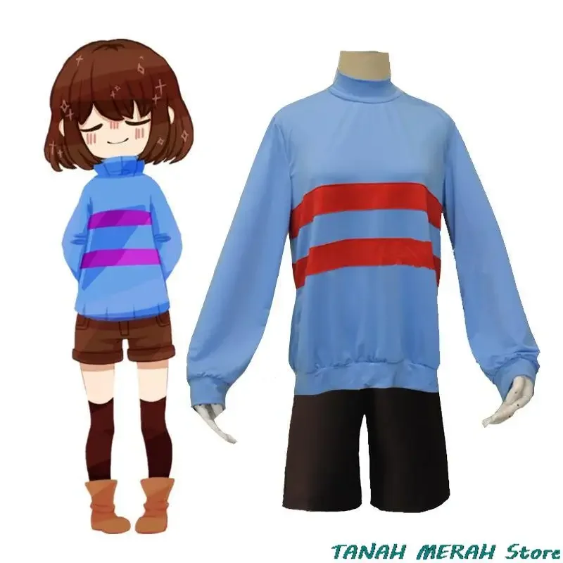 Игра Undertale Chara Frisk Косплей Костюм Аниме Высокий воротник Толстовки для взрослых