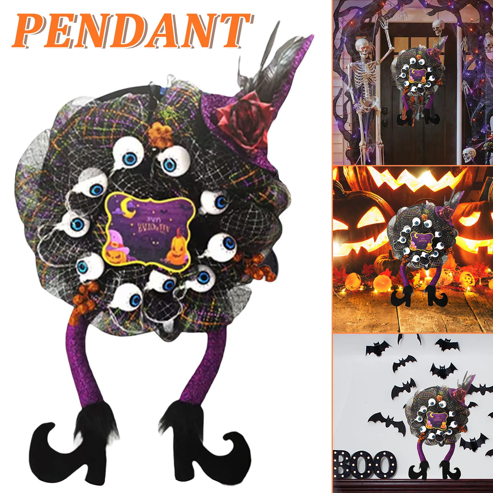 

Страшный декор, венок для входной двери, ткань Оксфорд, искусственная страшная глазная гирлянда, домашнее украшение на Хэллоуин 2022, Новинка