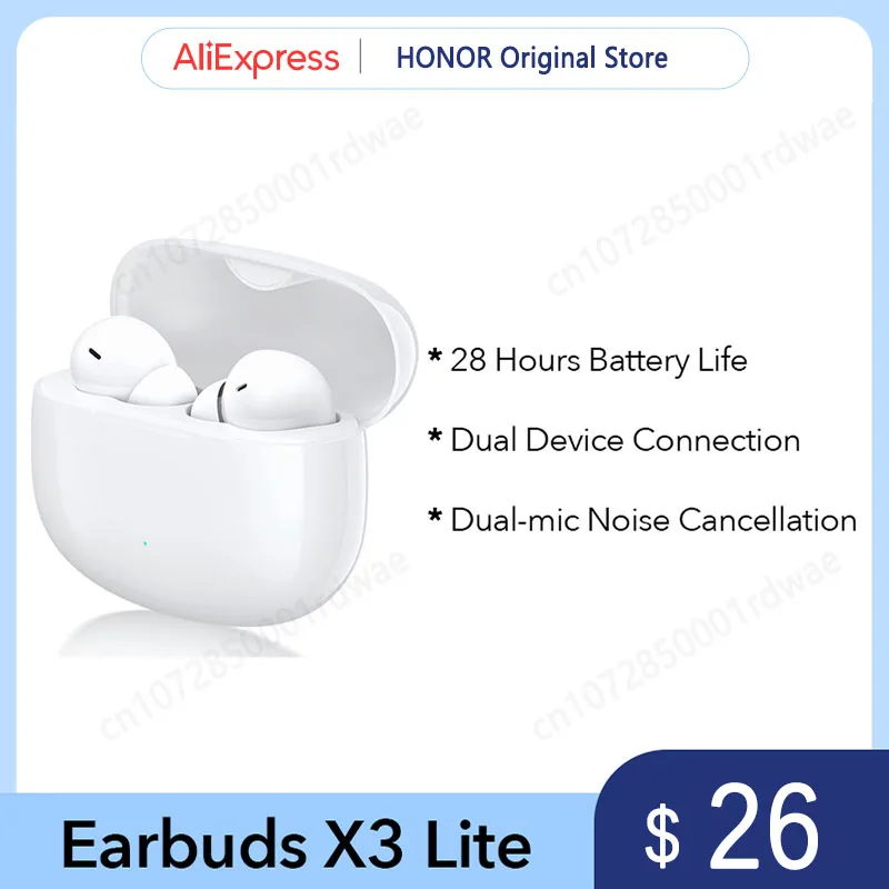 

HONOR CHOICE Earbuds X3 Lite TWS Earphones Dual-Mic Noise Cancellation 28 Hours Battery Game Low Latency Dual Devices Connection
