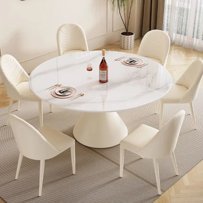 Белый обеденный стол для гостиной уникальный европейский круглый кофейный