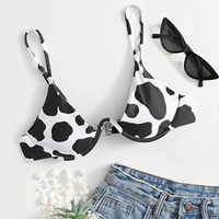 women cow print underwire bikini top bandeau bandage bikini push up brazilian swimwear beachwear tops