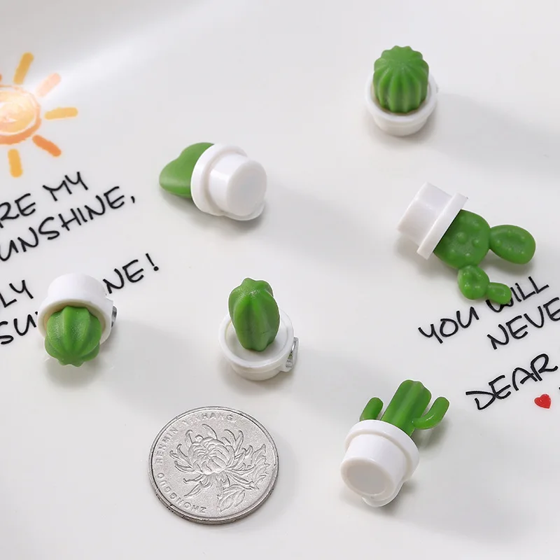 

6pcs/Set 3D Cute Succulent Plant Rridge Message Board Reminder Refrigerator Magnet Button Cactus