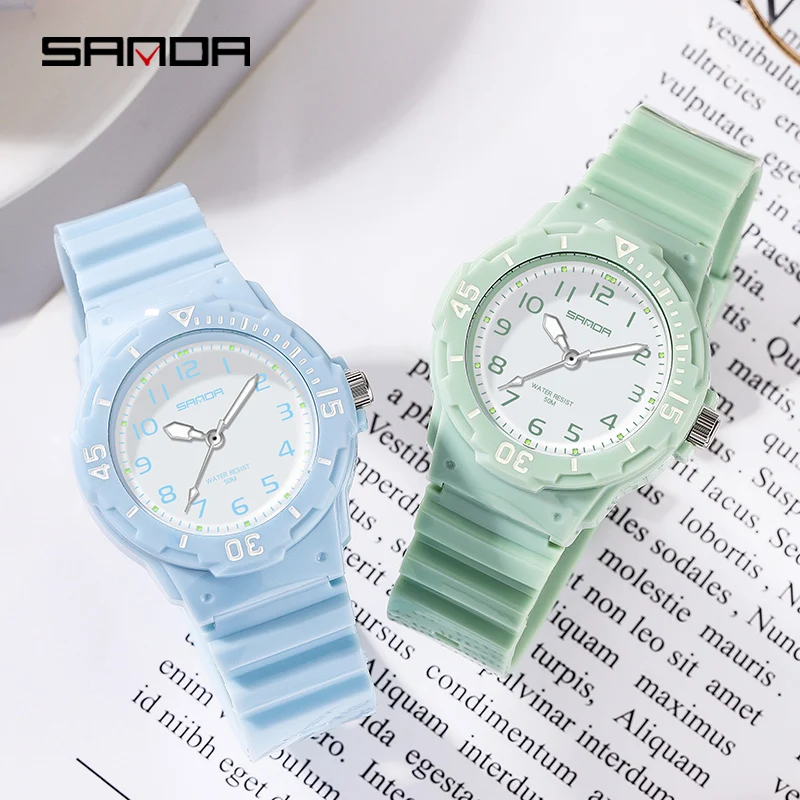 SANDA 2022 Womens Watches Casual Fashion Ladies Quartz Watch Watch Arabic Numeral Scale Display Simple Women Clock Waterproof enlarge
