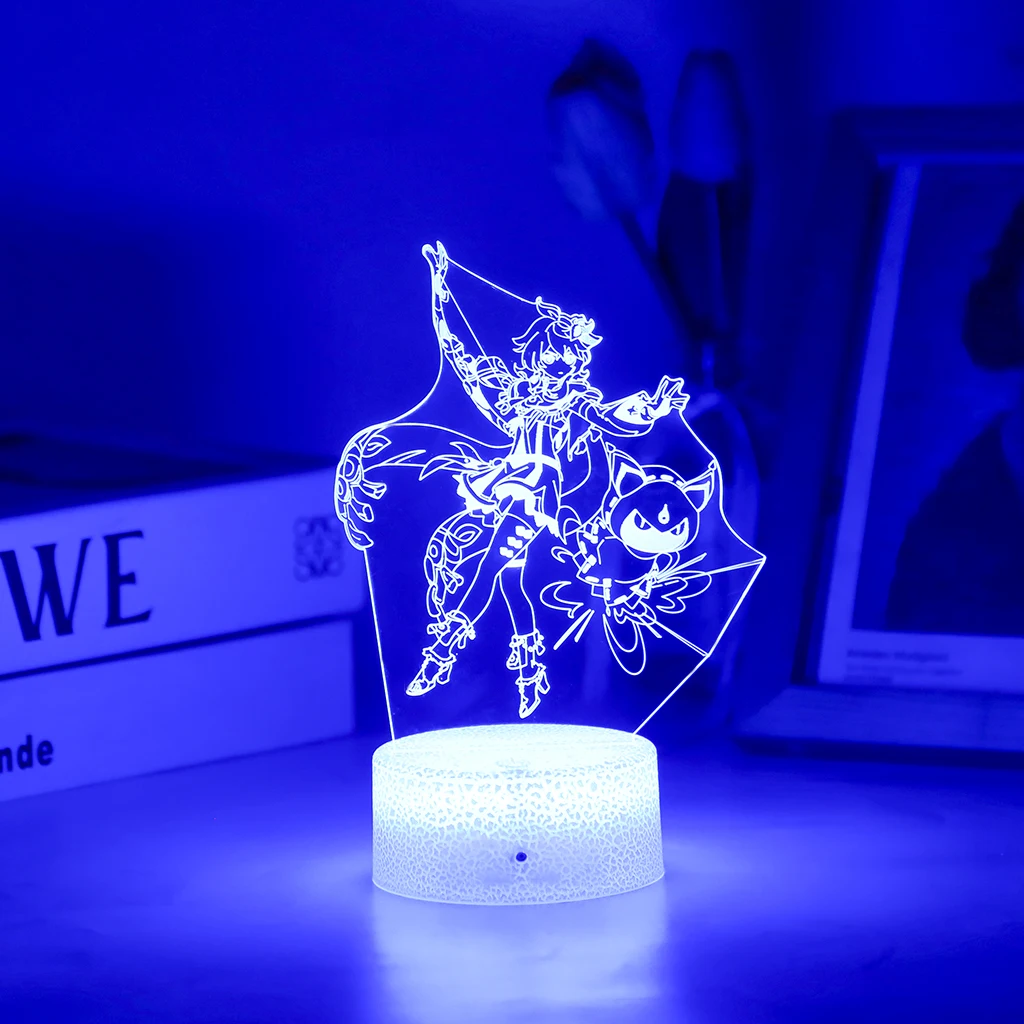 

Hot Newest Collei Genshin Impact 3D Led Night Lamp For Kids Room Cyno Anime Nilou Bedside Sunset Light Table Decor Children Gift