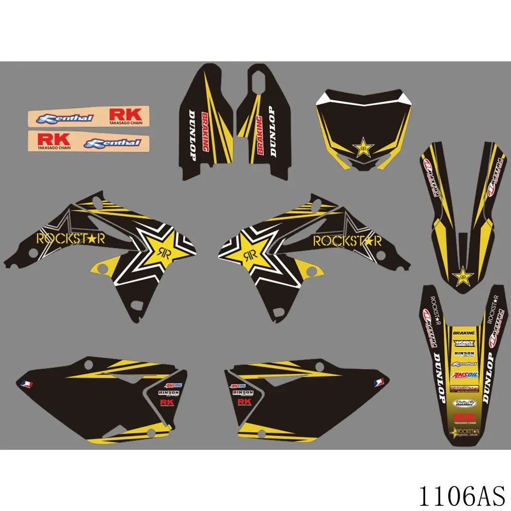 

Full Graphics Decals Stickers Motorcycle Background Custom Number Name For SUZUKI RMZ450 RMZ 450 2008-2017